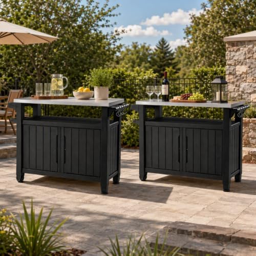 Outdoor Prep & Storage Cart, Stainless Steel Top, Black, 2-Pack - Image 3
