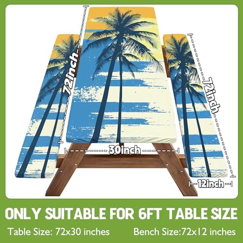 Picnic Table Cover with Bench Covers Table Cloth Tablecloth Glamping Furniture Decor Camp Camper Camping Essentials Outdoor Summer Beach Roadtrip Motorhome Trailer Rv Travel Vacation Canping Gear Kit - Image 2