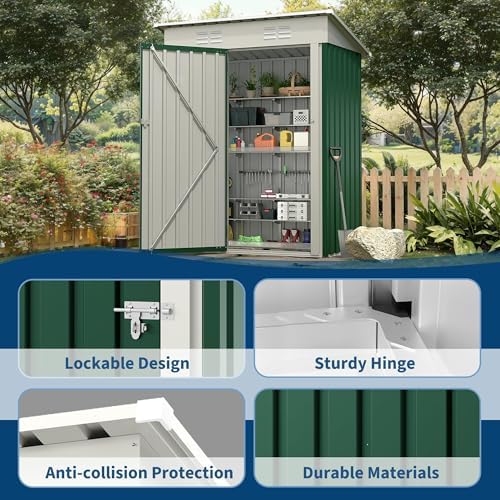 Garvee Outdoor Trash Storage Shed– 5.8x3.3 FT, Lock Latch, Sloped Roof - Image 2