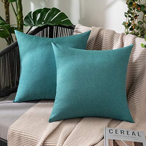 MIULEE Decorative Outdoor Pillow Covers Euro Waterproof 26x26 Turquoise by MIULEE