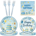 65Pcs Blue happy birthday cake plate napkin, girl birthday party theme by Exquisitehighqualitypartydecorationstomeetyoureveryneed%EF%BC%81