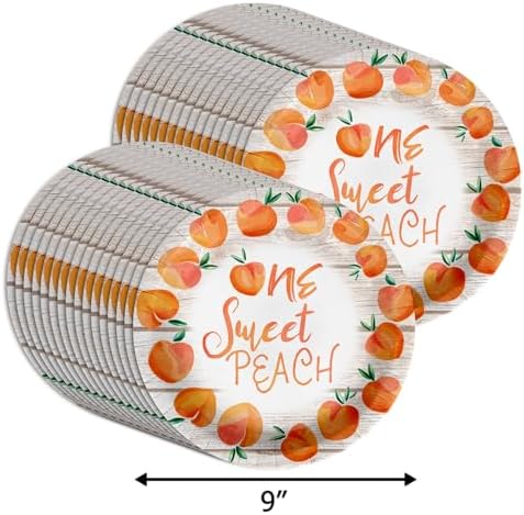 One Sweet Peach First Birthday - 32 Piece Disposable Party Supplies - Decorations for Girl's 1st Birthday Round Party Plates - Large 9" Paper Plates In Bulk - Image 2