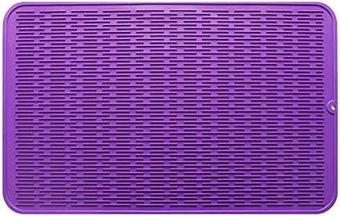 MicoYang Silicone Dish Drying Mat for Multiple Usage,Easy clean,Eco-friendly,Heat-resistant Silicone Mat for Kitchen Counter or Sink,Refrigerator or Drawer Liner Purple 3XL 28 inches x 18 inches by MicoYang
