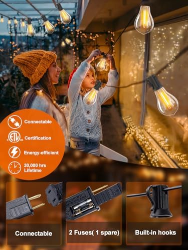 Outdoor String Lights 75FT Patio Light Waterproof for Backyard Porch Bistro - Image 3