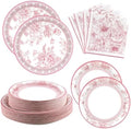 Pink White Floral Paper Plates and Napkins Party Supplies Serve 60 by Osonm
