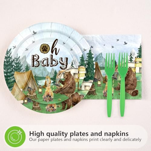 96 Pcs Camping Baby Shower Party Decorations for Boys Camper, Serves 24 - Image 2