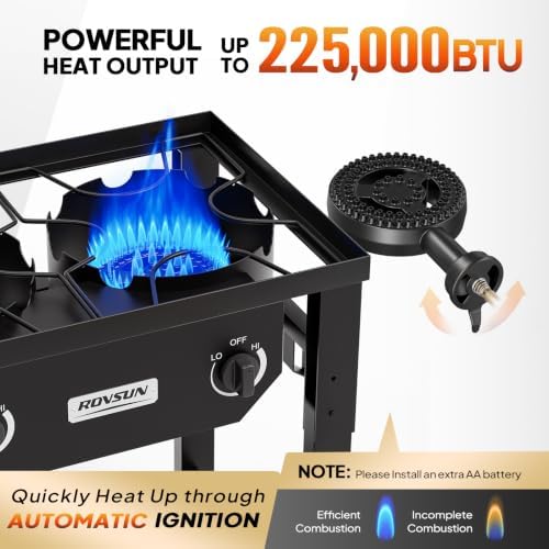ROVSUN 3 Burner Propane Gas Stove with Foldable Workstation & Auto-Ignition - Image 2
