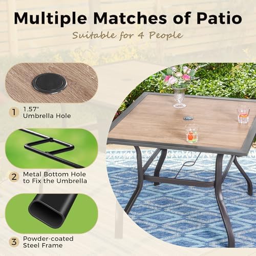 MIXPATIO 37" Patio Table for 4, Metal Table w/Polywood Tabletop - Image 5