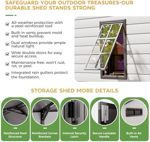 WACASA 8x14 FT Deep Resin Plastic Outdoor Storage Shed, Floor Included - Image 6