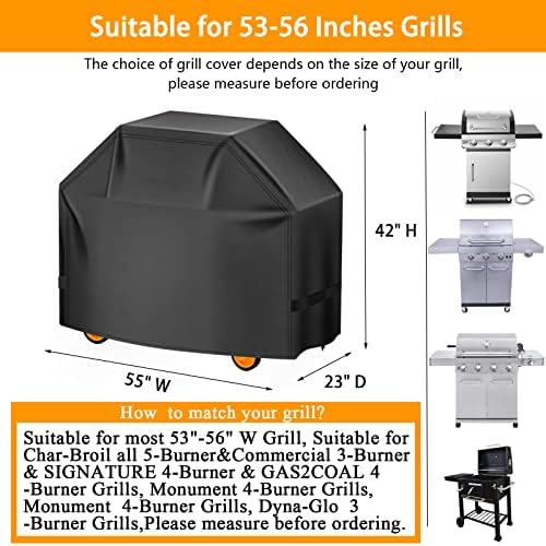 Aoretic Grill Cover, 55 inch BBQ Gas Grill Cover for Outdoor Grill, Charbroil Grill Cover Barbecue Waterproof, Anti-UV for Weber Char-Broil Monument, Dyna-glo Nexgrill Spun Polyester - Image 2