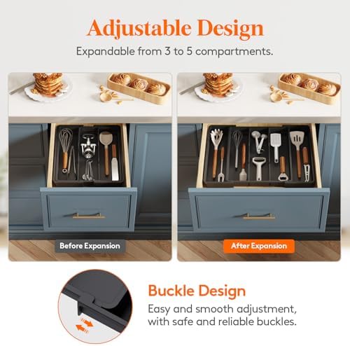 Lifewit Utensil Organizer for Kitchen Drawers, Expandable Utensil Tray - Image 5