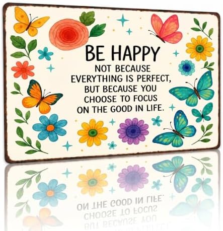 BHOKEM Funny Garden Sign, Be Happy Vintage Tin Sign 8 X 12 Inch by Unknown