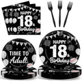 96PCS 18th Birthday Party Paper Plates and Napkins and Forks Set for Time To Adult 18 Years Old Party Paper Plates Disposable Decor Happy 18th Parties Set for Kids Birthday Gatherings Decorations by Oitnlaughter