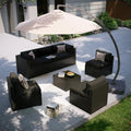 Aoxun Patio Furniture Set with Umbrella, 8 Piece Outdoor Sectional Sofas, Wicker Rattan Outdoor Furniture with Thickened Cushion for Backyard, Garden Black by Aoxun