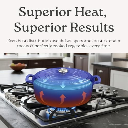 Rossallini Enameled Cast Iron Oval Dutch Oven Pot with Lid, 5 Quart, Sage - Image 3