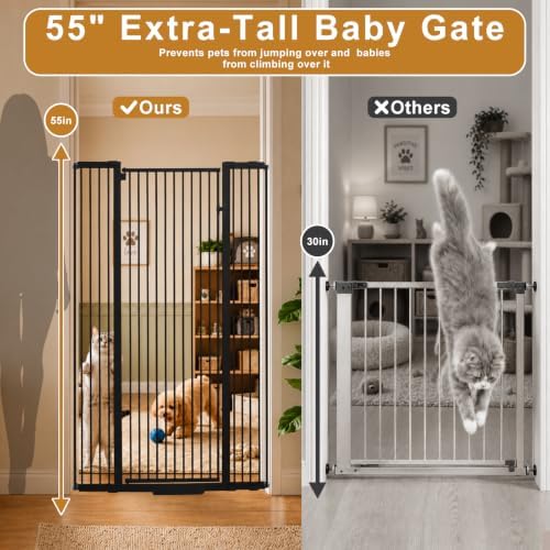 YZHDUXIU 55" Extra Tall Cat Gate, 29.92"-43" Extra Wide Adjustable Gate - Image 3