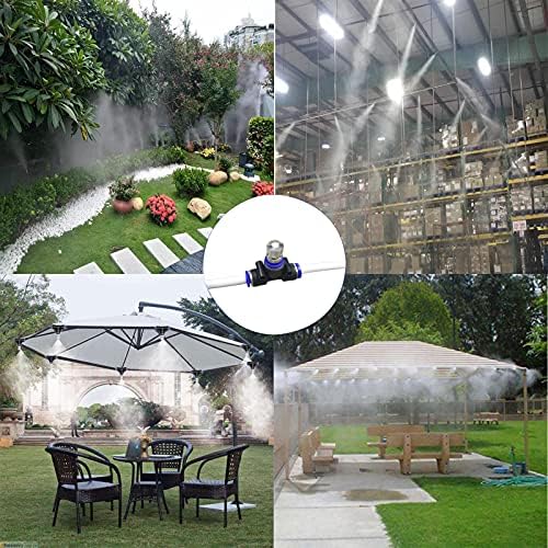 Misting Cooling System 50ft(15M) Misting Line 12 Stainless Steel Mist Nozzles 1/4" Outdoor Cool Mister for Patio Garden Umbrellas Greenhouse Fan Trampoline Waterpark - White Pipe - Image 7