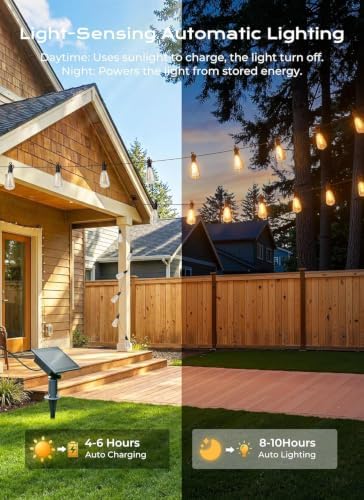 Brightown 202FT Solar String Lights Outdoor, 65+2 Shatterproof LED Lights - Image 4