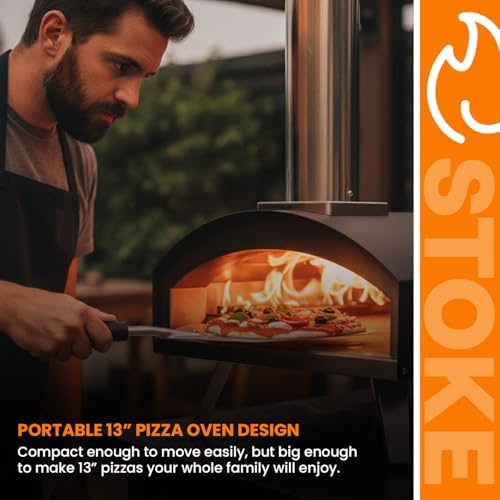 Stoke 13 Inch Outdoor Pizza Oven – Wood Pellet Portable Pizza Oven for Backyard, Camping, or Tailgating – Stainless Steel Oven with Pizza Stone & Accessories - Image 4