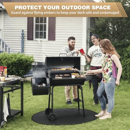 43" Fire Pit Mat for Solo Stove Bonfire - Round Fireproof Waterproof Under Grill Mat, Reusable Solo Stove Accessories for Deck Patio - Image 5