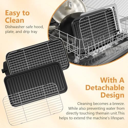 Electric Indoor Grill 1500W -2 in 1 Smokeless Indoor Grill for Kitchen with Non-stick Removable Grill & Griddle Plate,Temperature Control Korean BBQ Grill with 3 Cheese Pans Dishwasher Safe - Image 6