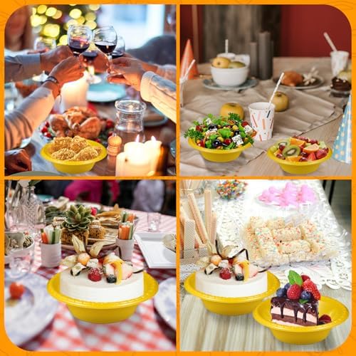100 Pack 16oz Yellow Disposable Plastic Bowls Dessert, Ice Cream, Salad, Soup Serving Cups for Party, Picnic, Food Snacks (Yellow) - Image 7