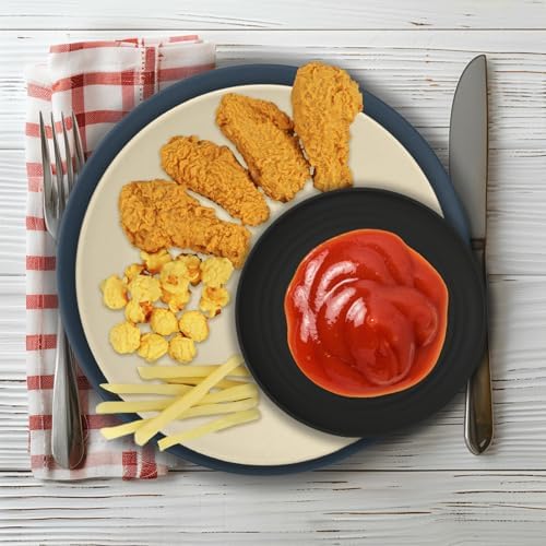 Wrova 40Pack plates and bowls sets for dinner - Unbreakable wheat straw dinnerware sets service for 8 - Alternative plastic 40pcs dish sets for camping,picnic and R.V. - (Black & Grey) - Image 4