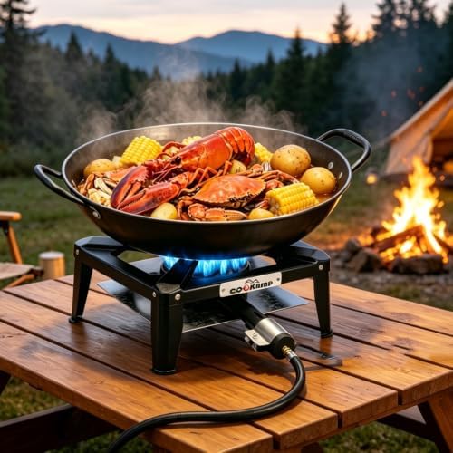 COOKAMP Portable Camp Stove Propane, Outdoor Gas Burner with Cast Iron Burner & Steel Construction, Ideal for Wok, Gas Grill & Outdoor Cooking.SA1220 - Image 5