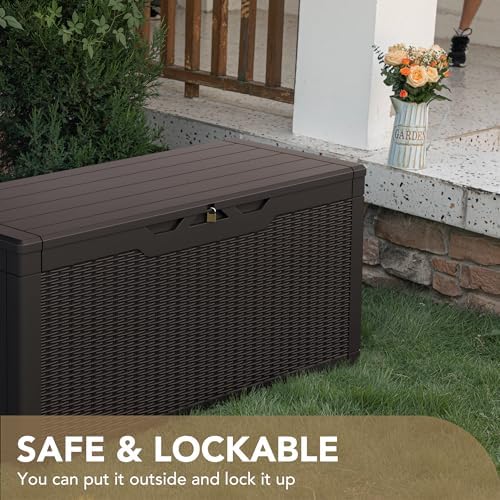 Devoko 100 Gallon Waterproof Deck Box, Resin Large Outdoor Storage Box - Image 5