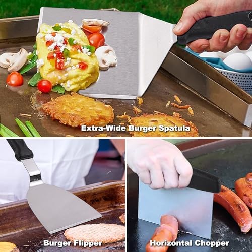 ROMANTICIST 29PCS Griddle Accessories Set - Flat Top Teppanyaki Spatula Set with Scraper, Basting Cover for Camp Chef- Home Cooking Griddle and Outdoor BBQ Gifts for Christmas - Image 4