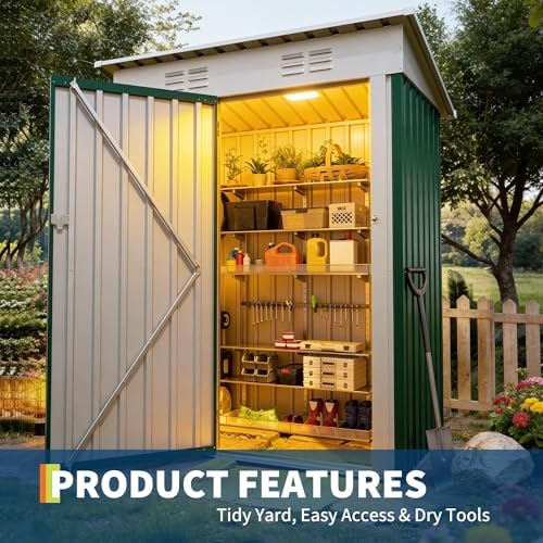 Garvee Outdoor Trash Storage Shed– 5.8x3.3 FT, Lock Latch, Sloped Roof - Image 4