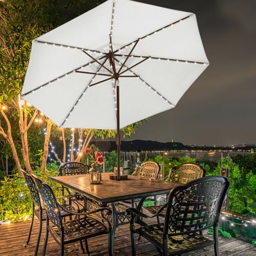 EliteShade USA 10-Year-Non-Fading 9ft Market Patio Umbrella, Commercial Grade Table Sun Umbrella with 80 Solar LED Lights, Crank Open, Windproof & UPF 50+ UV Protection for Garden, Deck, Pool, Backyard, White - Image 4