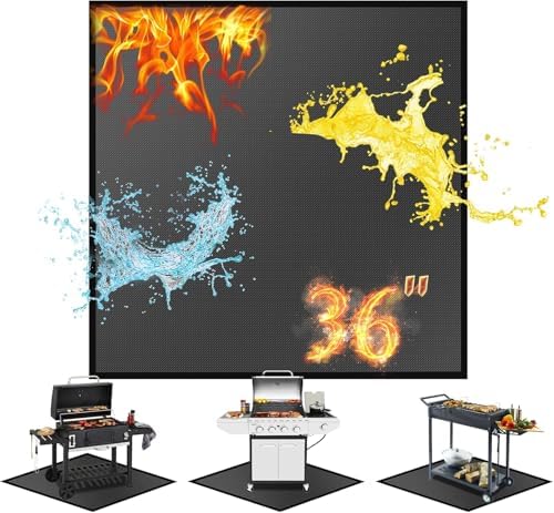 60" Square Fire Pit Mat & Under Grill Mat Fireproof Waterproof Oil-Proof by Youlvy