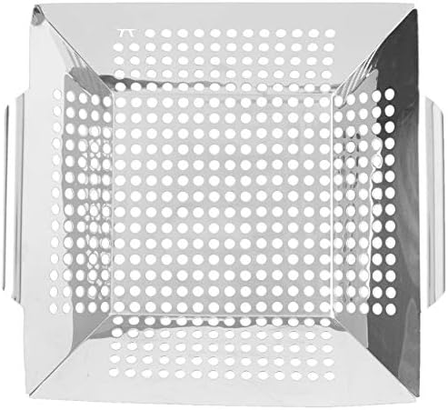 Outset Grill Wok With Holes, Stainless Steel, Square With Handles - Image 2