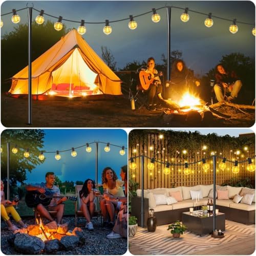 MuliVid All Pack String Light Poles for Outdoor,Metal Light Hanging Pole Outside with Fork,Light Stand for Patio, Pergola, Garden, Backyard, Yard, Camping Party (8 Pack) - Image 4
