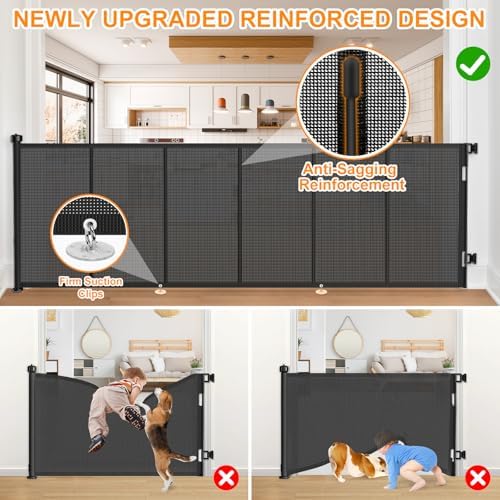 EZIGO 120 Inch Retractable Baby Gates, 41 Inch Extra Tall Retractable Gate - Image 4
