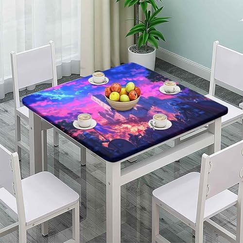 Outdoor Tablecloth Square, Medieval Fantasy Pattern Printed on Polyester Square Table Fitted Cover, Great for Picnics BBQs Daily Meals, Fit for 44" x 44" Square Tables - Image 2