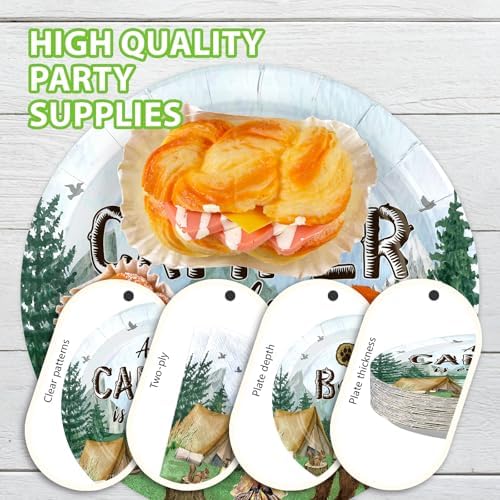 96 Pcs Camping Baby Shower Party Decorations for Boys Camper, Serves 24 - Image 6