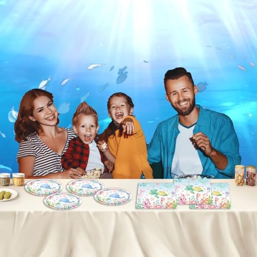 Egami 40pcs Under the Sea Party Supplies,include 20 Dessert plate and 20 Napkin,Ocean Turtle Party Plate Napkin Set,Used for Ocean Sea Animal Party Decoration (multicolor 1) - Image 6