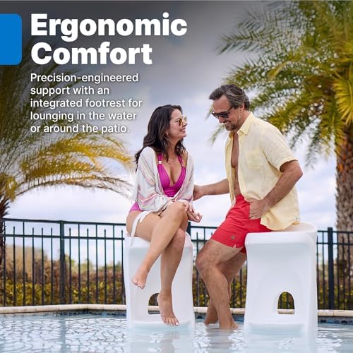 Step2 in Pool Stool, 33-inches Tall, Waterproof Patio Furniture, Bar Stool, Weighted, White - Image 5