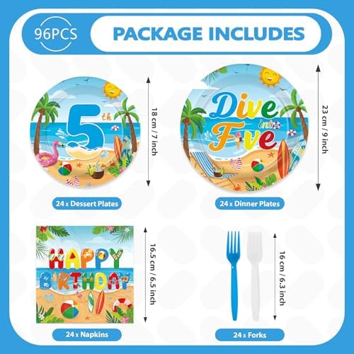 96Pcs Hawaiian Dive into Five Party Decorations, Serves 24 - Image 5