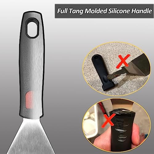 Small Spatula for Cast Iron Skillets, Full Tang silicone Handle, Heat Resistant, Commercial Grade Heavy Duty Turner, Press Burger Spatula Turner for Flipper, Cooking, Serving, 2.7" Wide - Image 4