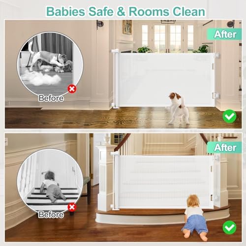 EZIGO 71 Inch Retractable Baby Gates Extra Wide Reinforced Baby Dog Gate - Image 4