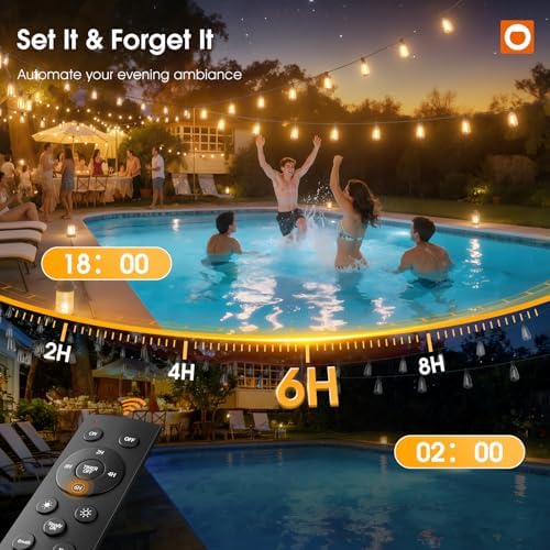 addlon 400FT(50*8) Outdoor String Lights with Remote LED Edison Waterproof - Image 6