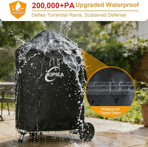 Kipiea 600D Grill Cover for Weber 26 Inch Charcoal Kettle, Heavy-Duty Oxford BBQ Grill Covers with 3 Buckles, Waterproof, Wind Resistant, Anti UV, No Tears (31.5" W X 31.5" D X 39" H) - Image 3