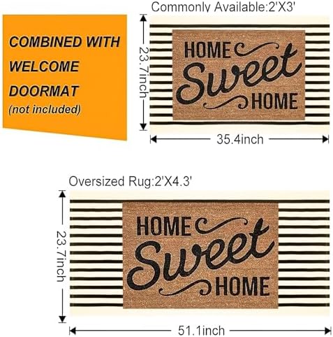 BUAGETUP Front Layered Door Mat 24"x35"Fall Striped Outdoor Rug Porch Decor - Image 4