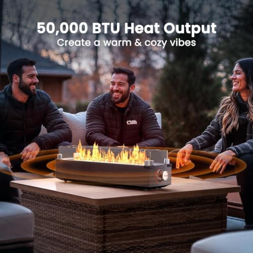 Ciays 28 Inch Tabletop Propane Fire Pit, 50000 BTU Table top Firepit with Glass Wind Guard & Glass Beads, Portable Outdoor Portable Fireplace for Patio and Camping - Image 3