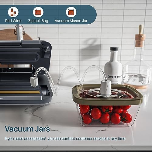 Vakumar Vacuum Sealer Machine, 80Kpa Food Vacuum Sealer Machine with Double Pump, Dry,/Moist, Pulse Mode, Handle Locked Design, LED Indicator Light & Cutter,12MM Widened Heating Strip - Image 6