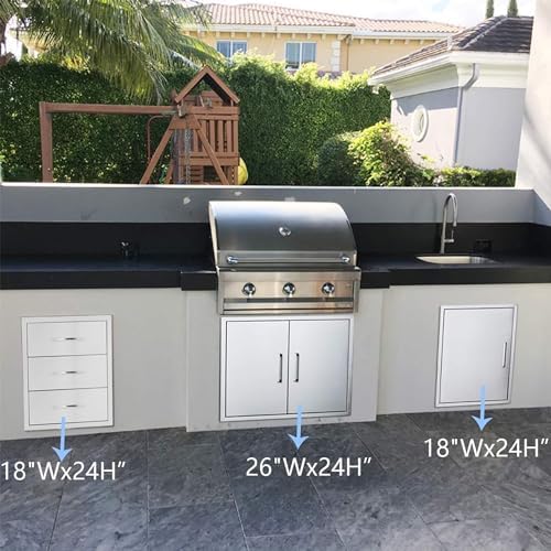 3-Drawer Outdoor Kitchen Drawer, 18W x 23H x 23D, Stainless Steel, Silver - Image 4