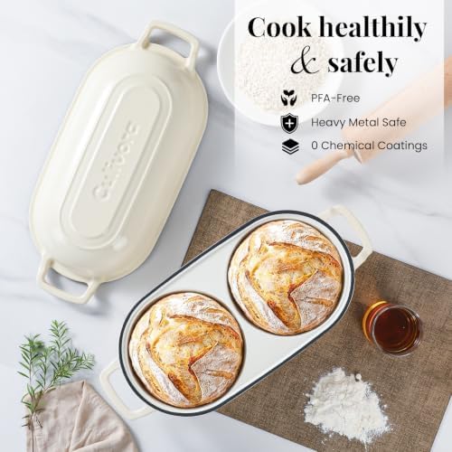 Cast Iron Double Dutch Oven, Mini Enamel Sourdough Bread Pan with Lid - Image 6